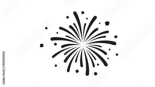 Dynamic black firework explosion icon graphic symbolizing celebration party and festive joyous events