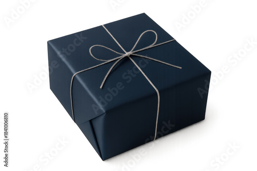 Dark blue gift box with natural string bow, celebrating birthdays, anniversaries, and special surprise moments