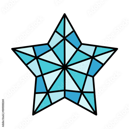 Flat Crystal Ice Star New Year Icon Vector with Bold Outline
