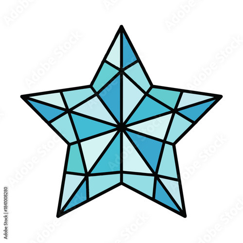 Flat Crystal Ice Star New Year Icon Vector with Bold Outline