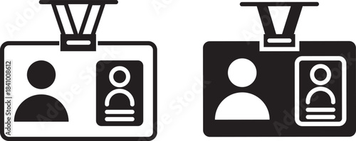 D card line icon, identification and card holder, office badge vector icon, Editable stroke. EPS 10