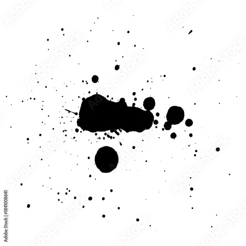 Hand drawn black ink strokes and blobs for grunge design use