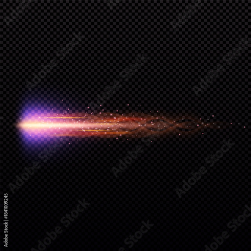 A bright red flash from a gunshot, glow effect, smoke, and particles.