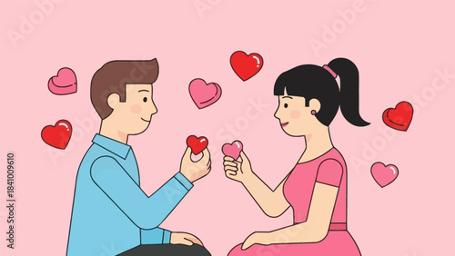 young couple with heart