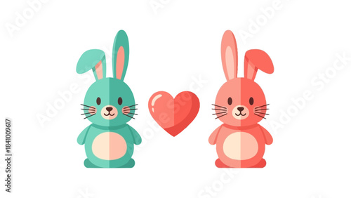 two cutie rabbit with love