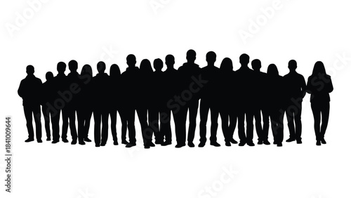 A large group of people standing together depicted as a dark silhouette