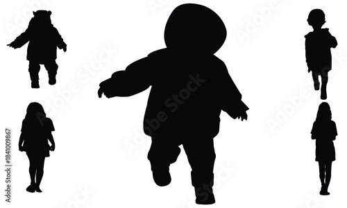 Child Walking Silhouette Design Collection