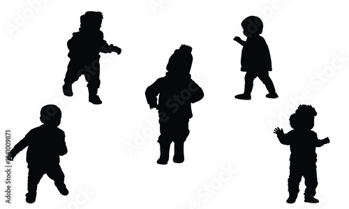 Child Walking Silhouette Design Collection