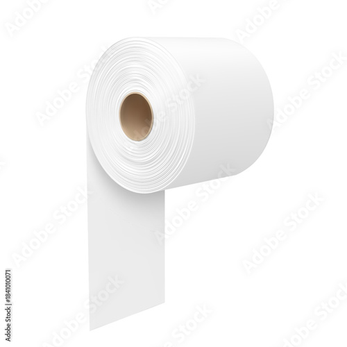 White toilet paper or hygiene tissue roll mock up, realistic 3D vector bathroom sanitary loo roll with carton spool tube