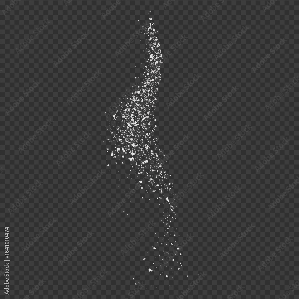 Fototapeta premium Realistic falling particles of white powder, flour, salt, powder, or sugar.