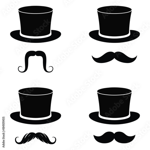Whimsical hats and mustaches collection for fun designs