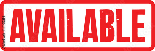 Transparent image of the word AVAILABLE in red text with a white border