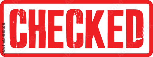 Red grunge rubber stamp impression with 'CHECKED' text, a transparent image for verification graphics