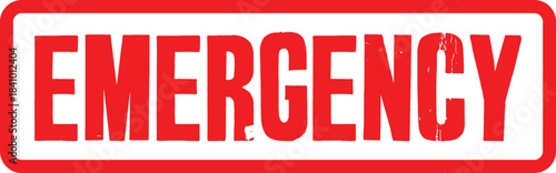 Urgent Red Emergency Alert Text Stamp Graphic - Transparent image for critical situations and warnings
