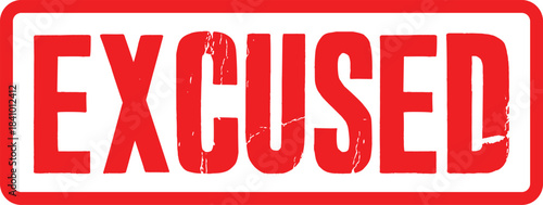 Red Grungy Excused Rubber Stamp Transparent image Graphic Element for Official Permission and Clearance