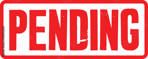 Digital graphic of a red 'PENDING' transparent image, signifying an awaiting status or review