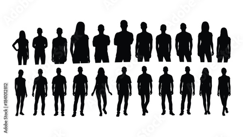 A collection of diverse human figures displayed as a dark silhouette