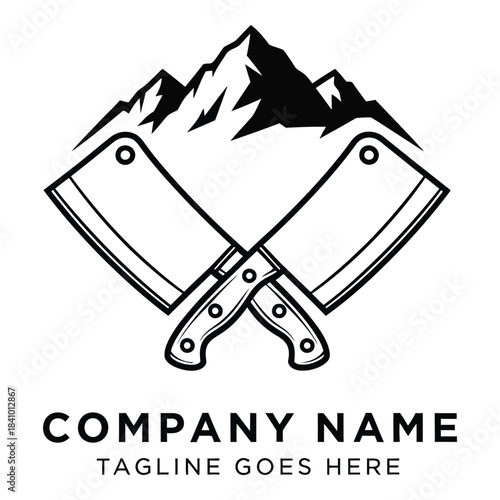 Crossed Meat Cleavers Butcher Logo Design