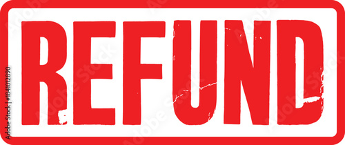 Red distressed grunge style refund transparent image for money back guarantee
