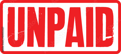 Red Stamp UNPAID Transparent Image with Bold Letters