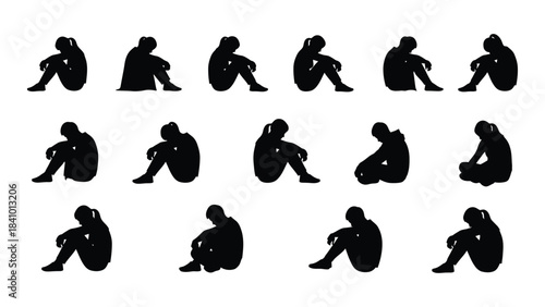 Diverse human poses in black a collection of figures in silhouette