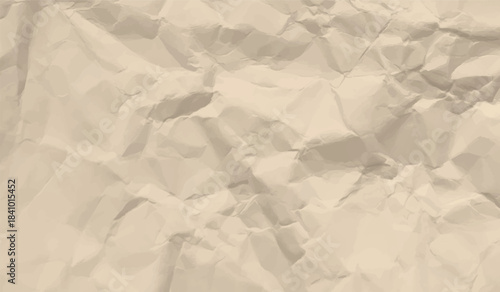 Beige crumpled paper texture, realistic 3d vector craft wrinkled paper cardboard background, sheet, page, parchment