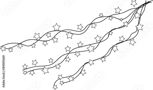 Abstract black and white sketch of tangled branches and delicate floral details