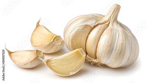 Fresh garlic on a white background