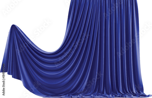 Abstract blue curtain background on a softly lit stage