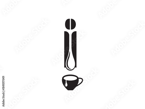 cofee drip letter i logo design template elements