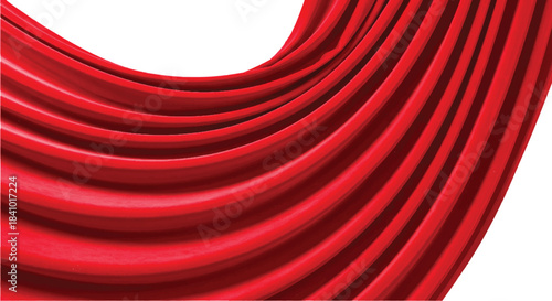 Red velvet curtain background with a smooth textured backdrop and soft stage lighting