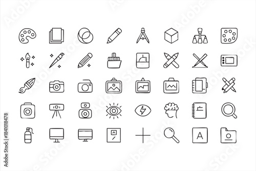 Creative Studio and Digital Art Icons for Design Systems, Illustration Kits and Visual Content Apps