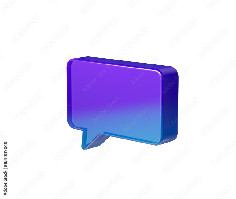Fototapeta premium Vibrant 3D chat bubble icon for digital communication and social media design. 3d illustration