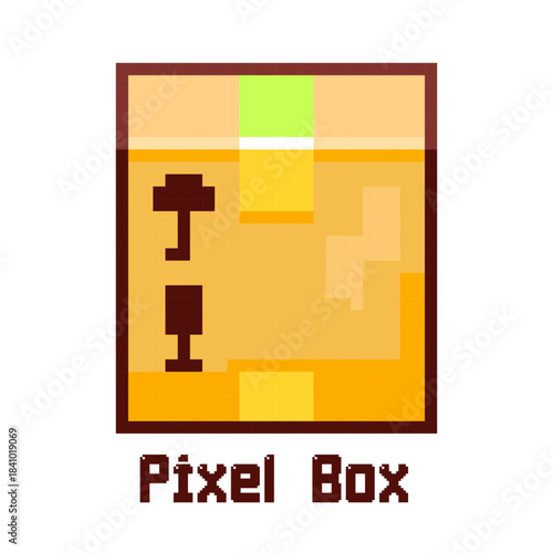 Pixel Art Parcel Box Icon. Retro 8Bit Delivery Package Asset for Inventory, Shipping Game Elements and Vintage Pixel UI Design