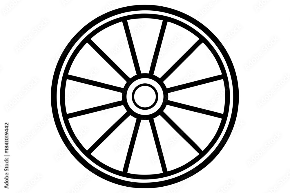 Obraz premium wagon wheel icon, wheel silhouette art