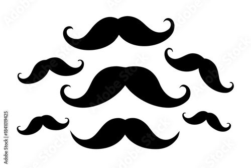 Set of mustache icon silhouette vector, Moustache black symbol
