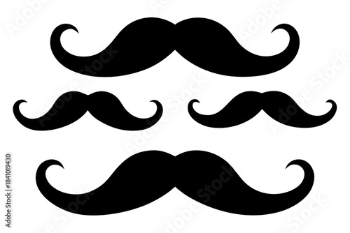 Set of mustache icon silhouette vector, Moustache black symbol

