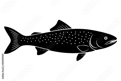 Trout and salmon silhouette vector,  trout fish black symbol
