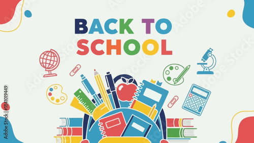 Vibrant Back to School Concept Illustration with Essential Educational Supplies and Learning Tools for Academic Success