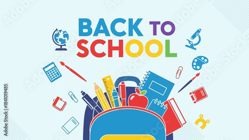 Back to School Supplies and Icons illustration - Education and learning concept