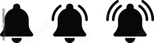 bell, notification, alert, sound, ringing, motion, waves, signal, symbol, silhouette, black, white, simple, modern, communication, announcement, alarm, chime, strike, soundwave, vibration, alert symbo