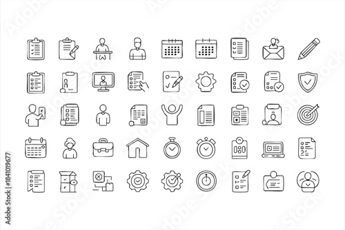 Checklist and project planning vector icons for task tracking time management and goal setting