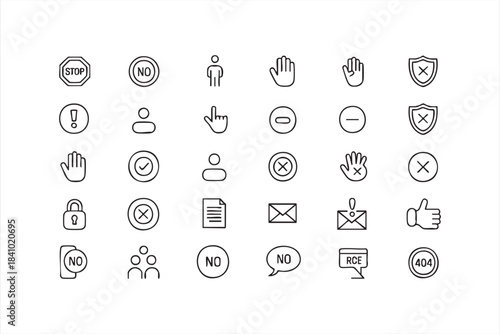 Block and warning vector icons for system errors failed tasks and app notifications