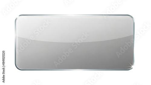Glossy rectangular button design element with rounded corners and subtle light reflection perfect for user interface applications and web design projects on transparent background