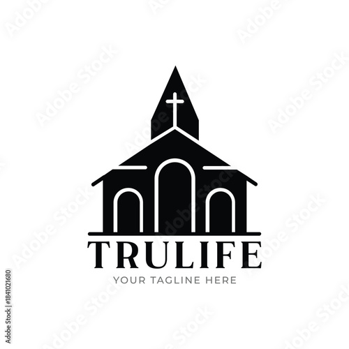 church logo vector flat illustration design