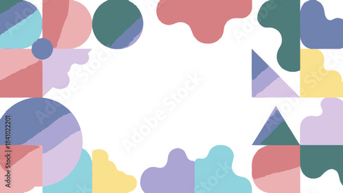 Abstract Geometric Shapes and Fluid Forms in a Colorful Vector Background Design