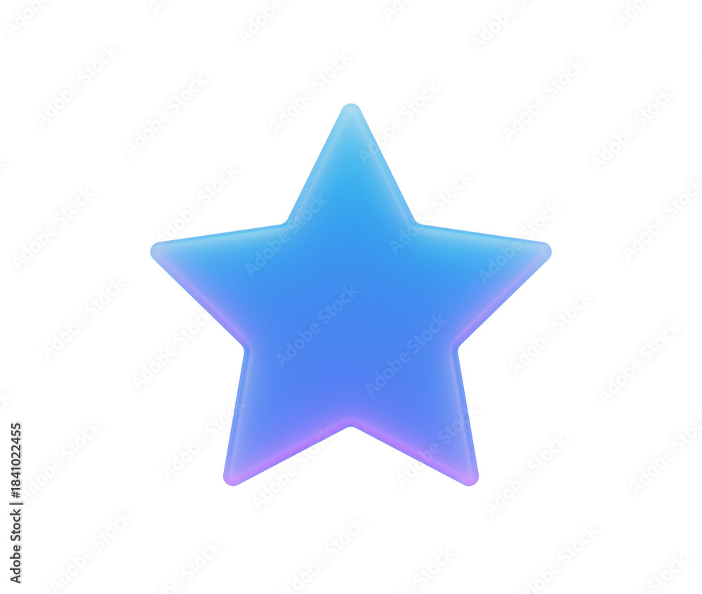 Fototapeta premium Vibrant blue and purple gradient star, modern 3D icon for success and quality. 3d illustration