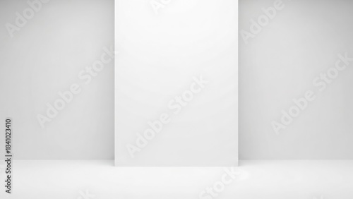 Wallpaper Mural A minimalist white rectangular pillar stands prominently in a clean and simple white room with soft lighting from an unseen source Torontodigital.ca