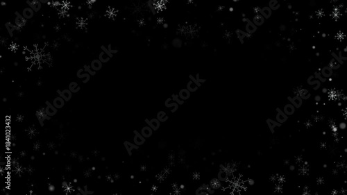 Christmas pixelart snowflake border overlay particle animation falling snow arcade style motion graphic on transparent background