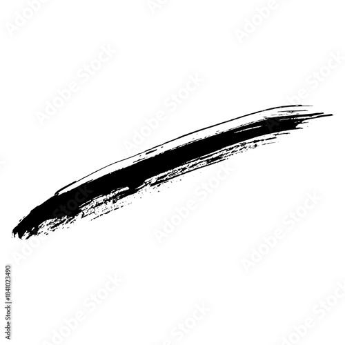 Hand drawn black brush strokes on white background for design use